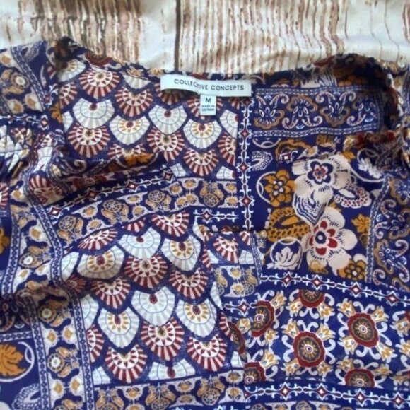 Collective Concepts Womens Front Tie Floral Blouse-Size Medium-GUC - Picture 3 of 8